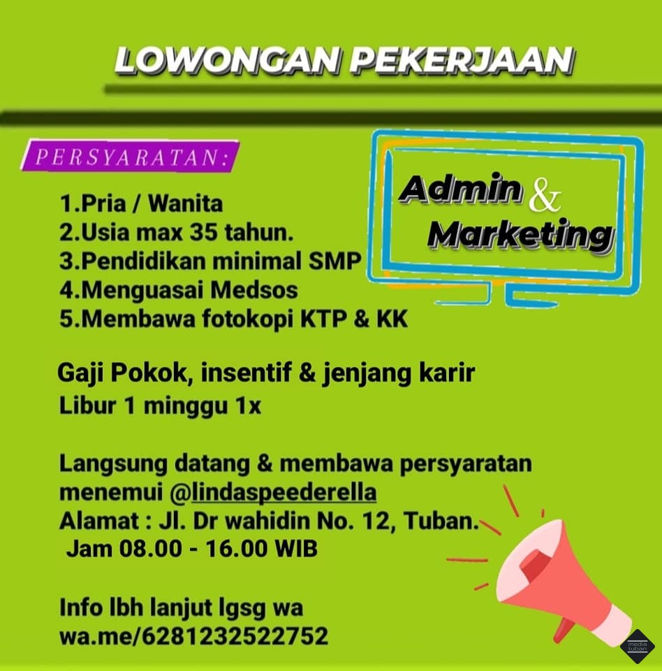 Lowongan Pekerjaan Admin dan Marketing
