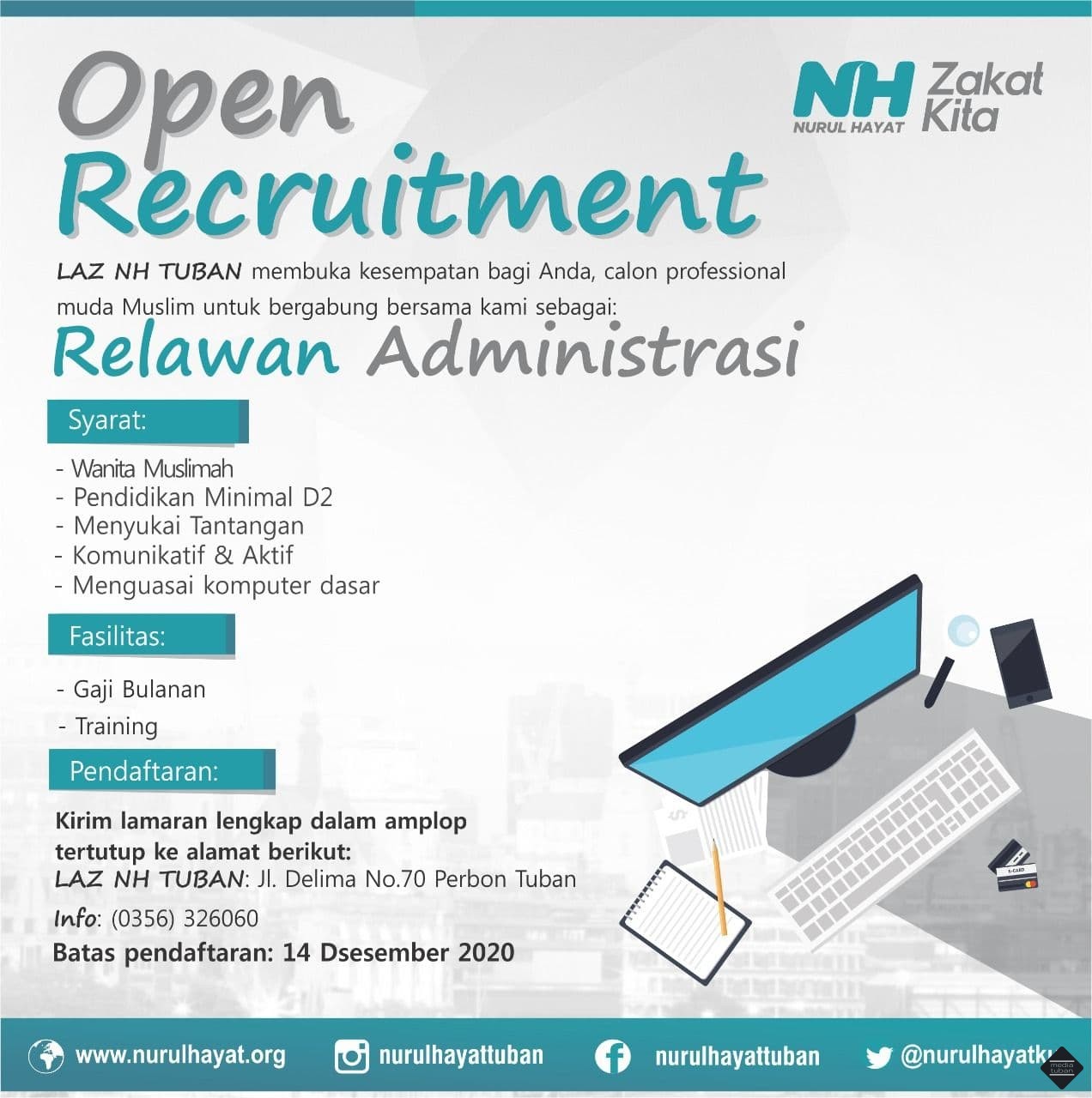 Relawan Administrasi untuk wanita LAZ NH TUBAN